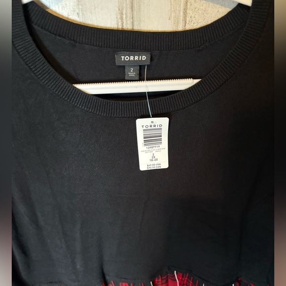 Torrid Mini Challis To Knit Dress Black Red Plaid Dark Academia Holiday - Picture 4 of 9